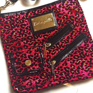 Betsey Johnson Glitter Hot Pink Leopard Crossbody